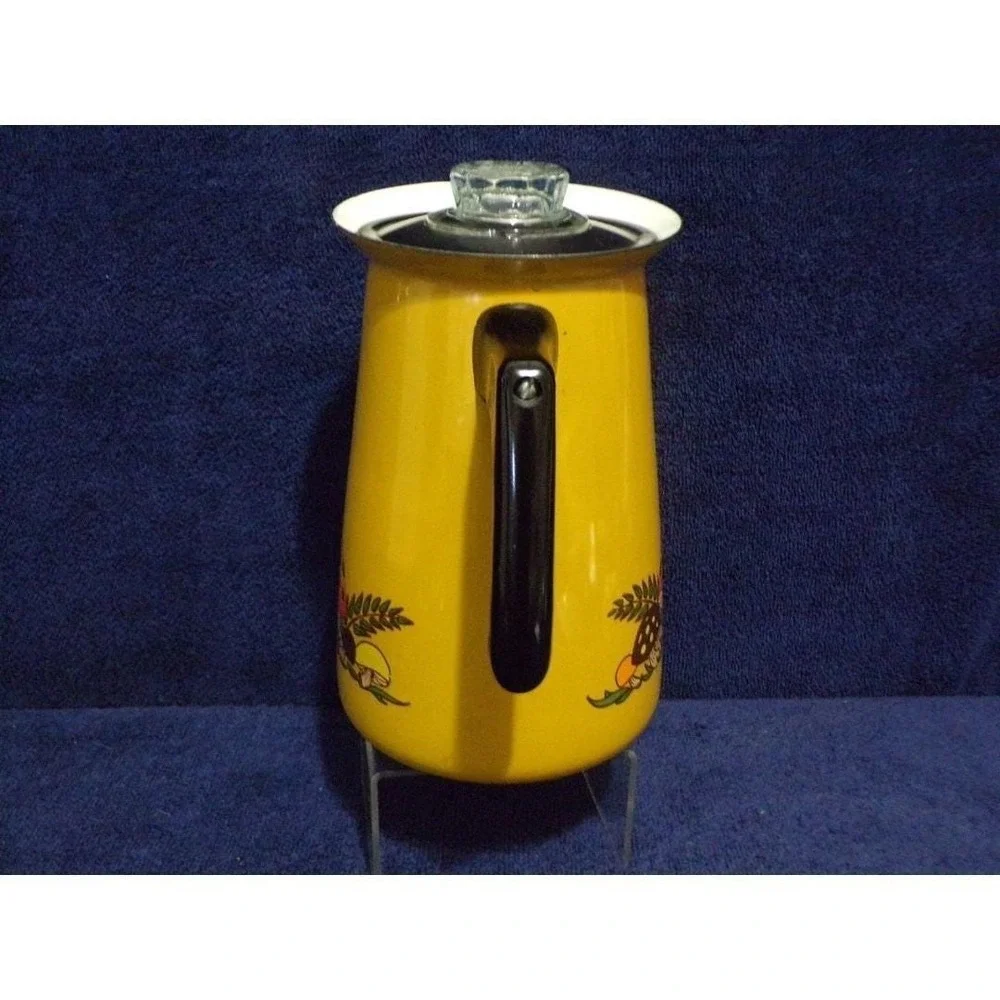 Vintage Sear's Merry Mushroom Gold Enamelware Perculator Coffee Maker Complete